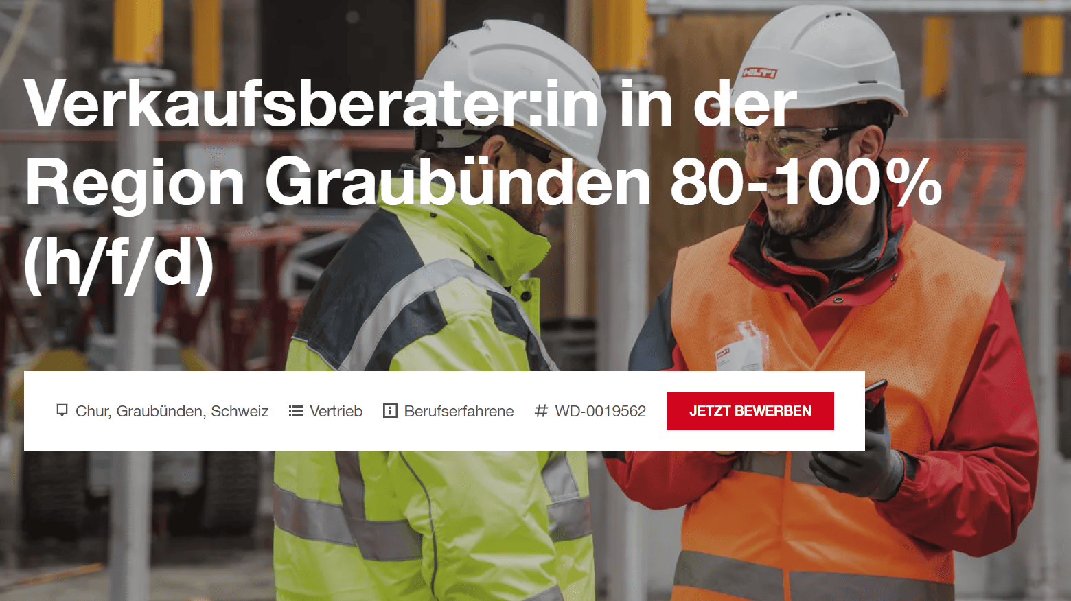 Stellenanzeige "Verkaufsberater:in in der Region Graubünden 80-100% (h/f/d)